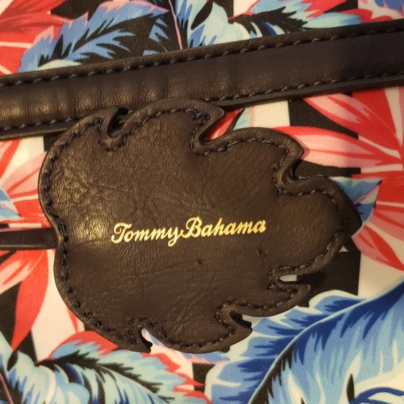 Tommy Bahama Red and Blue Leaf Print Tote - Picture 7 of 8